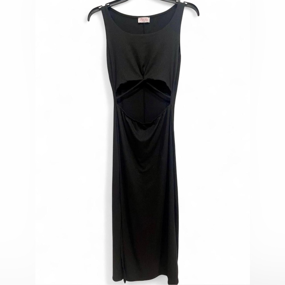 NWOT Cut Out‎ Ribbed Black Maxi Dress Small Sleeveless Basic Casual Resort Beach